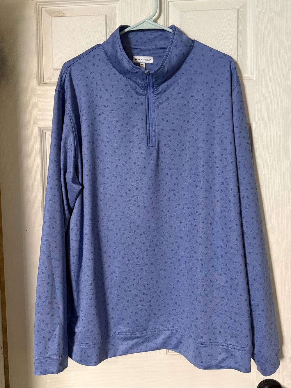 Peter Millar Light Blue Microprint Quarter-Zip Pullover